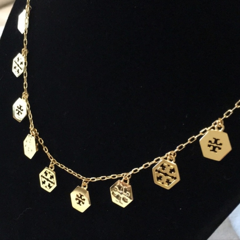 Tory Bruch hexagon charm necklace